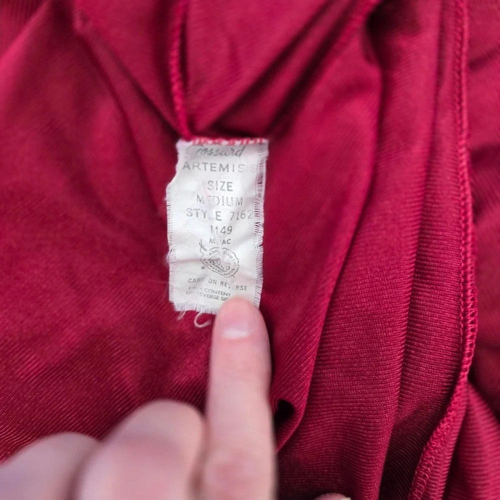 Vintage Gossard Artemis Nightgown Medium Red Lace Trim Tie Neck Lingerie‎